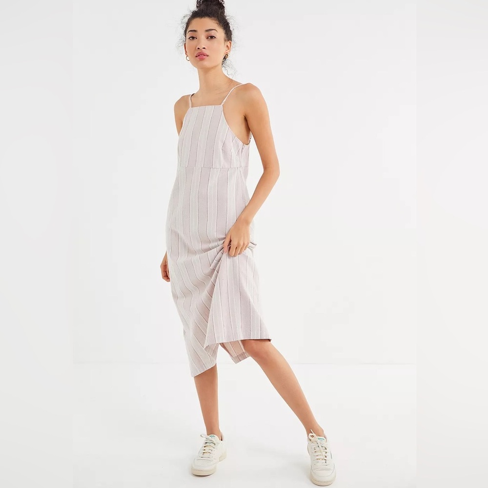 Urban Outfitters Cotton Striped Midi Halter Dress